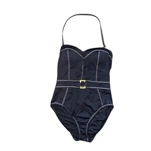 NEW Bleu Rod Beattie Women's Black One-Piece halter Swimsuit Black 10